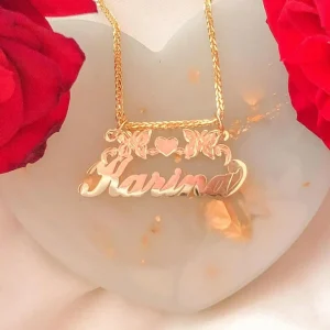 Double Plated Name Necklace For Women Gold