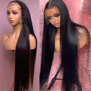40 42 Inch Straight Lace Front Wigs Human Hair