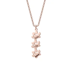 Custom Mini Dog Paw Bracelet Engraved Necklace