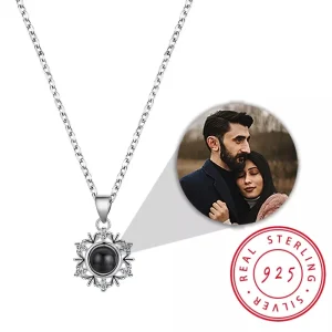 925 Silver Necklace Snowflake Shape Projection