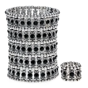 Multilayer Stretch Cuff  Jewelry Bracelet Ring Sets