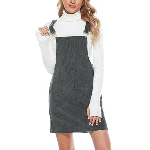 Women's Sleeveless Corduroy Overall Mini Dress