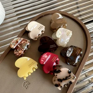 Colorful Small Heart-Shaped Hair Clip 3.5Cm Small Hairclaw Acetate Hair Crabs Girls Delicate Hairclips Women Hair Accessories
